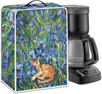 Cute Iris Cat Coffee Maker Cover – Dust Protection Stain Resistant Washable by PJHEQOXE