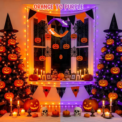 JMEXSUSS 500 LED Halloween Lights Outdoor Orange and Purple with Remote