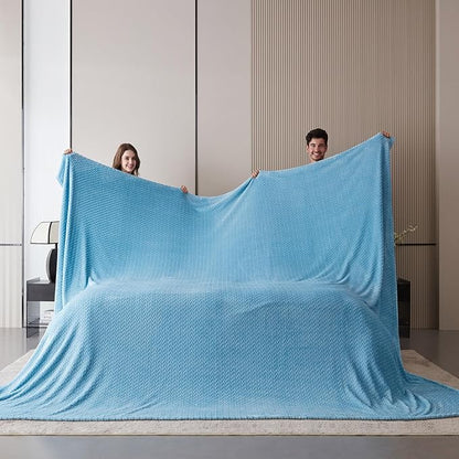 Oversized King Fleece Blanket 120x120 Inches, Seamless Soft Cozy 3D Jacquard by Korbliss