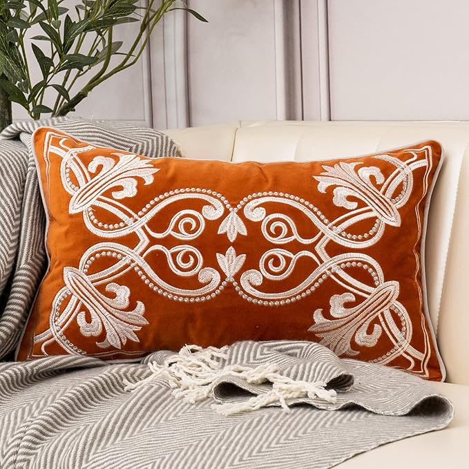 Aeckself European Luxury Velvet Lumbar Throw Pillow Cover 12 x 20 Inch by AECKSELF