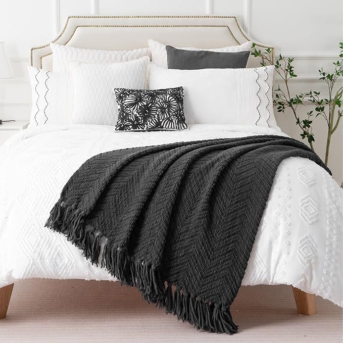 BATTILO HOME Dark Grey Throw Blanket - Image 5