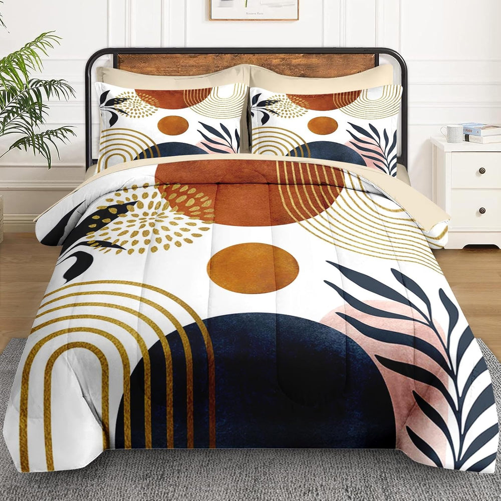 WeCozy Full Comforter Set with Sheets, 7 Pieces Mid Century Bedding