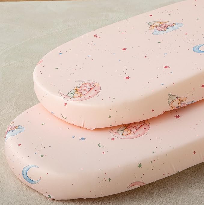 SDY Jersey Bassinet Sheets for Baby Girls, 32 "x 16 "x 4", 2 Pack, Super Soft - Image 9