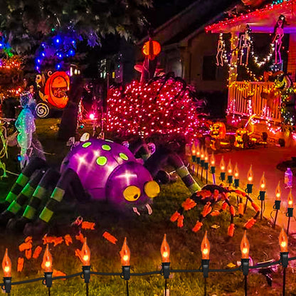 27.8Ft Orange Halloween Lights - Flickering Flame String Lights Orange Flickering String Lights with 25 +4 Pack C18 Flame Light Bulbs for Fall Halloween Decorations Indoor Outdoor Home Party Mantel