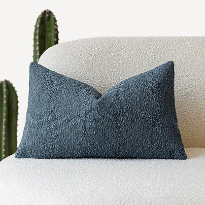 Foindtower Textured Boucle Throw Pillow Covers Accent Solid Lumbar Pillow Cases by Foindtower