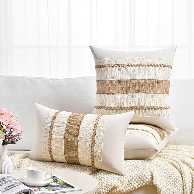 Fancy Homi Set of 2 Boho Neutral Long Lumbar Decorative Throw Pillow Cover - Image 6