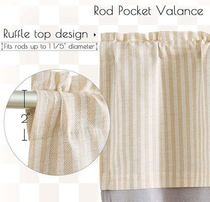 jinchan Linen Striped Valance for Windows 16 Inch Blackout Drapes for Small - Image 7