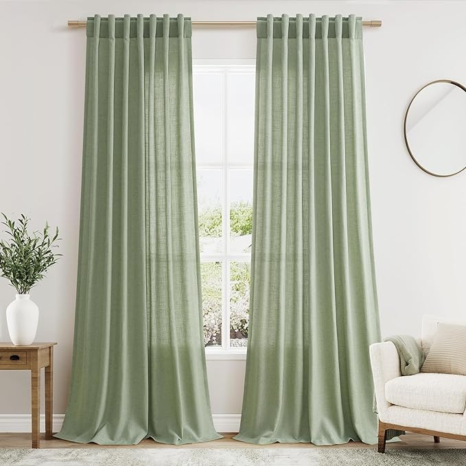 Nanspring Light Sage Linen Curtains 100 Inches Long by Nanspring