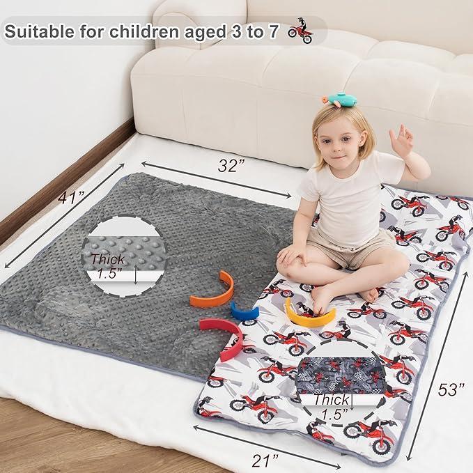 Viviland Toddler Nap Mat with Pillow and Minky Dot Blanket, Rolled Large - Image 7