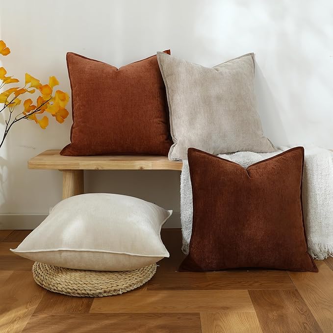 Stellhome Pack of 2 Soft Textured Throw Decorative Pillow Covers Square Accent - Image 7