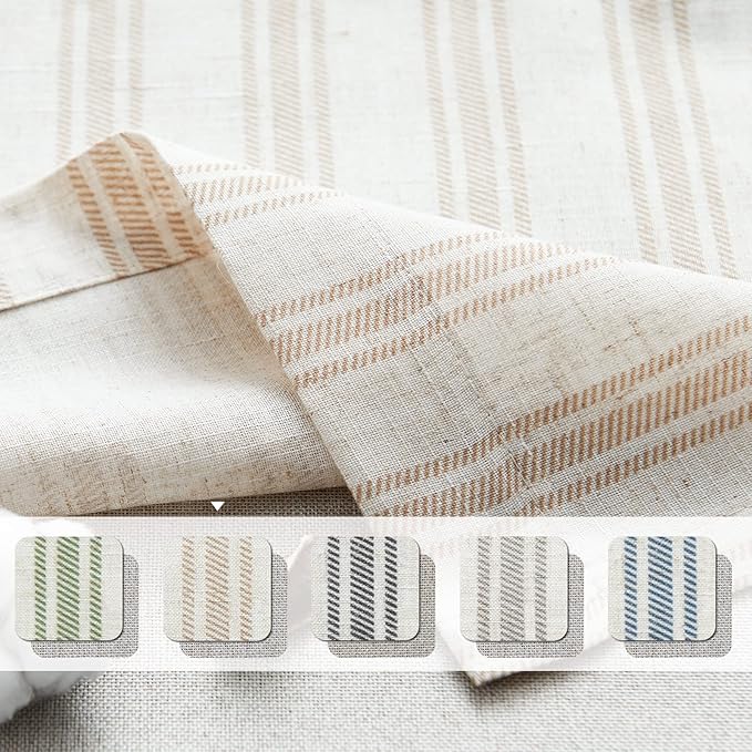 jinchan Striped Linen Valance Curtain Blackout Double Layer Valance - Image 6