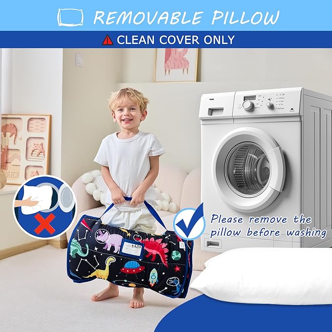Toddler Nap Mat with Pillow and Blanket, Extra Large Rolled Napping Mats - Image 7