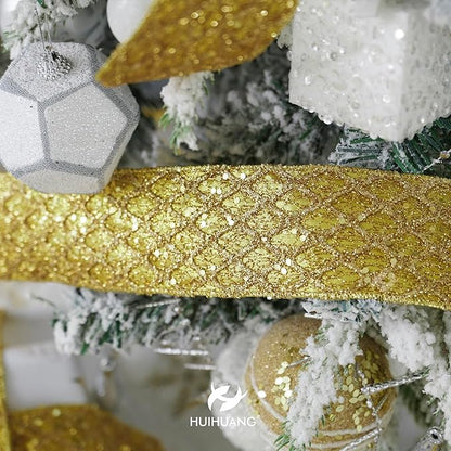 HUIHUANG Gold Glitter Wired Ribbon - Image 7