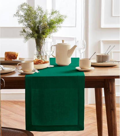 Solino Home 100% Pure Linen Green Table Runner 36 Inches by SolinoHome