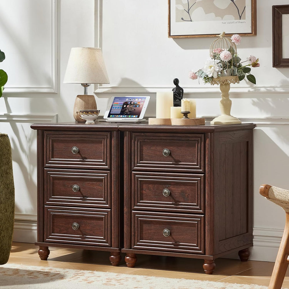 RWYHG 18" Night Stand Set 2, Nightstand with 3 Drawers