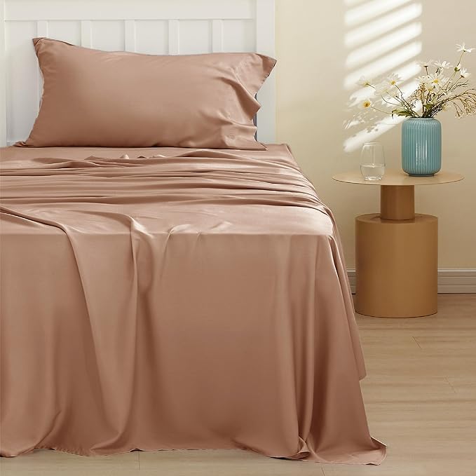 Bedsure Cooling Sheets Twin, Rayon Derived from Bamboo, Breathable & Soft Twin - Image 2