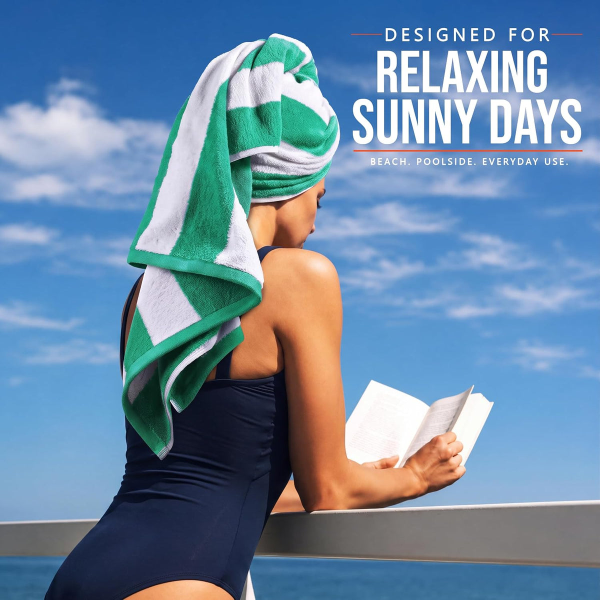 utopia towels beach towels, 4 pack, 30x60 in, front angle view