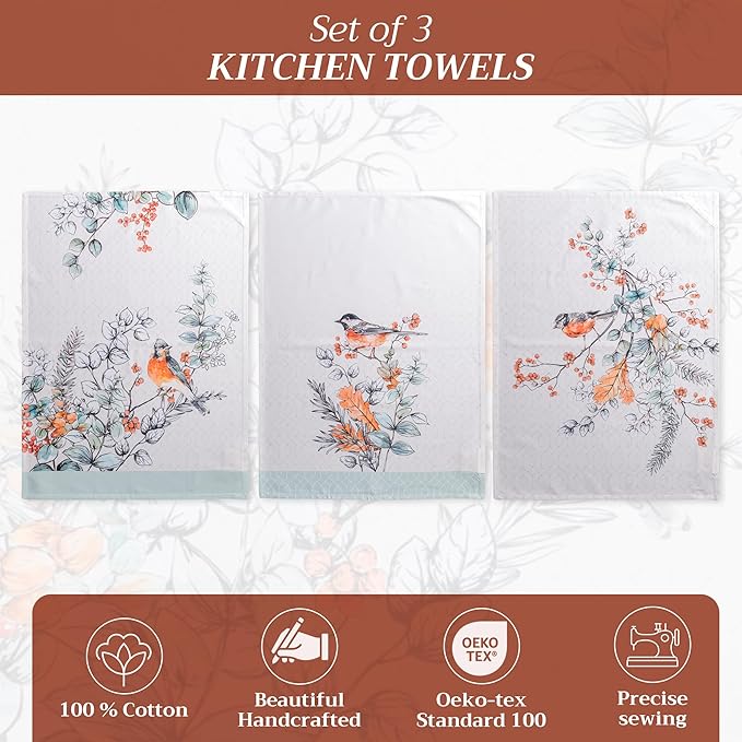 Maison d' Hermine Kitchen Towels Set of 3 100% Cotton 20" x 27.5" Reusable - Image 2