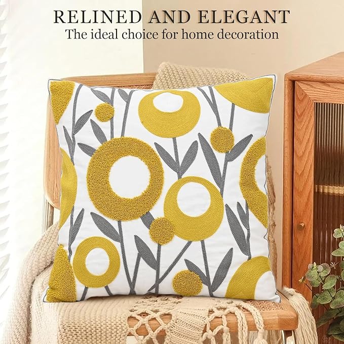 Embroidered Throw Pillow Cover Farmhouse Aesthetic Design Cushion Covers Spring - Image 3