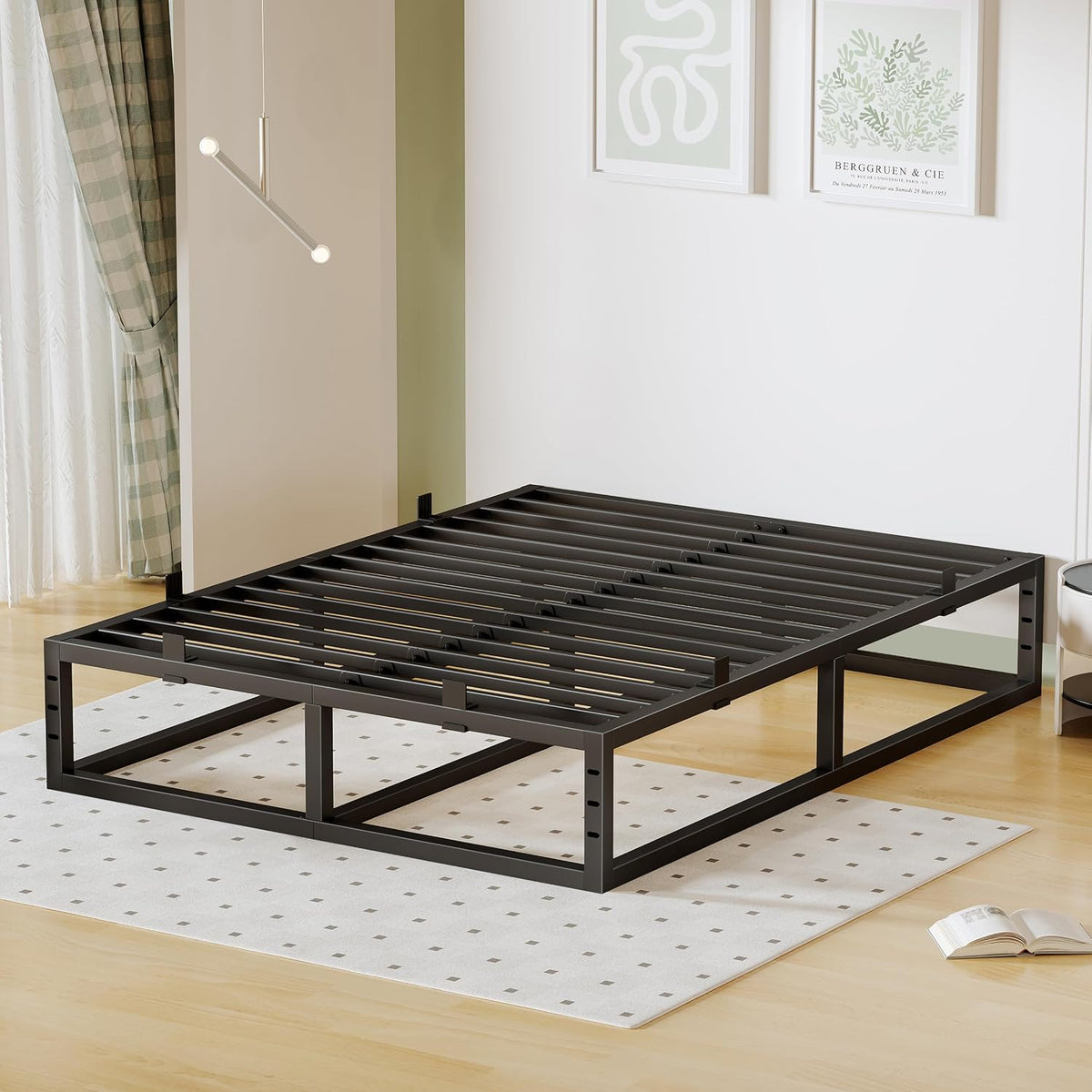 14 inch kind size bed frame,metal platform upgrade shown in use