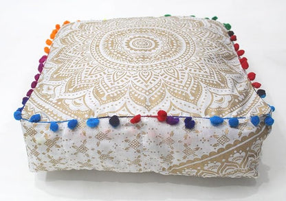 CRAFT KALA 16" Square Large Hippie Mandala Meditation Floor Ottoman Pillow - Image 6