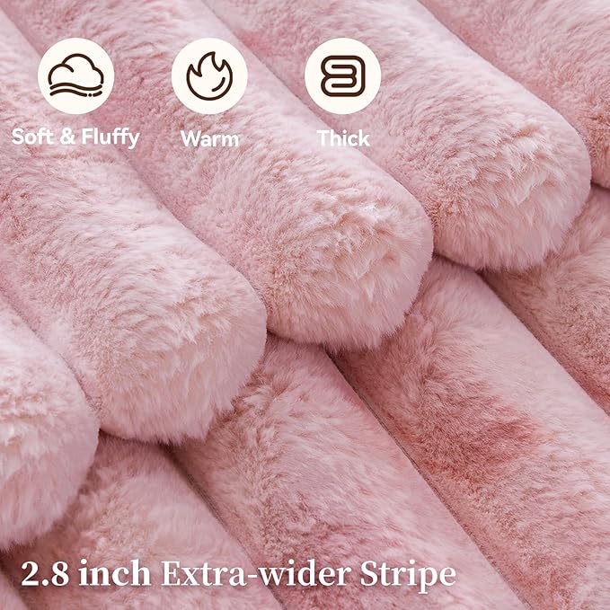 Fluffy Faux Fur Throw Blanket King Size, Thick 1000GSM Soft Cozy Throw Blankets - Image 3
