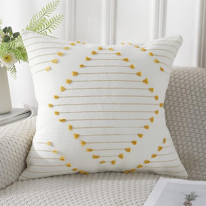 PANOD Knitted Boho Tufted Throw Pillow Covers by PANOD