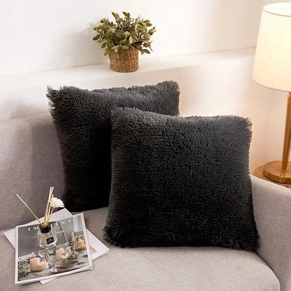 XeGe Cozy Faux Fur Throw Pillow Covers, Zippered Fluffy Cushion Covers by XeGe