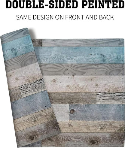 Giwawa Rustic Wood Grain Placemats Set of 4, Vintage Barn Wooden Linen Table Mat - Image 5