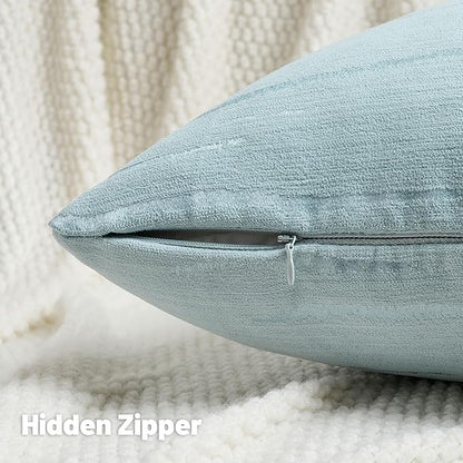 HAUSSY Light Blue Throw Pillow Covers 18x18 Inch Set of 2, Boho Embossed - Image 2