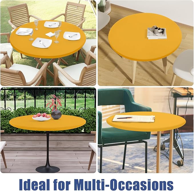 Round Spandex Tablecloth, Elastic Fitted Waterproof Tablecloths - Image 9