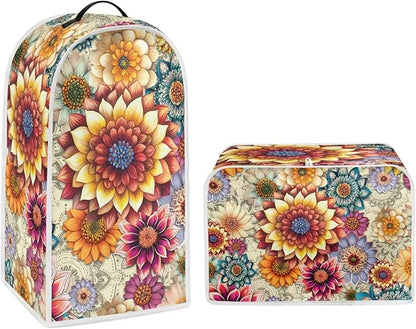 Bright Floral Blender Cover Toaster Cover Boho Mandala Floral 4 Slice Coffee by Pointodoor