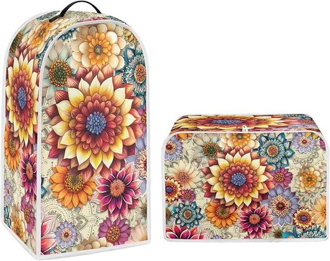 Bright Floral Blender Cover Toaster Cover Boho Mandala Floral 2 Slice Coffee by Pointodoor