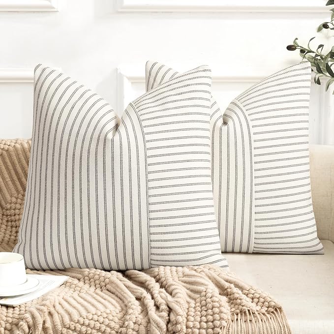 Farmhouse Pillow Covers 20x20, Modern Accent Square Throw Pillow Covers Set of 2 by PillowCoversExpert