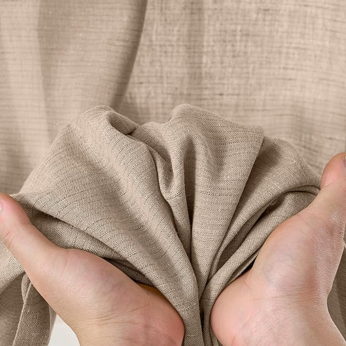 jinchan Taupe Linen Blend Curtains 90 inch Length 2 Panels - Image 7