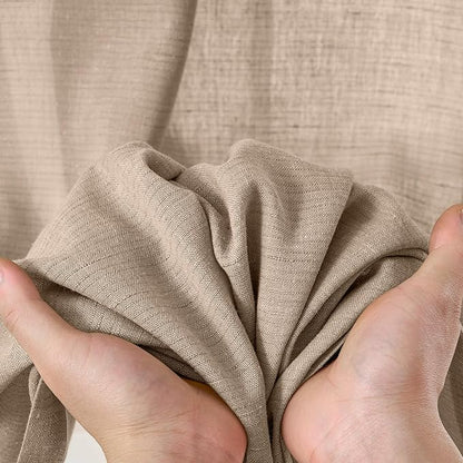 jinchan Taupe Linen Blend Curtains 90 inch Length 2 Panels - Image 7