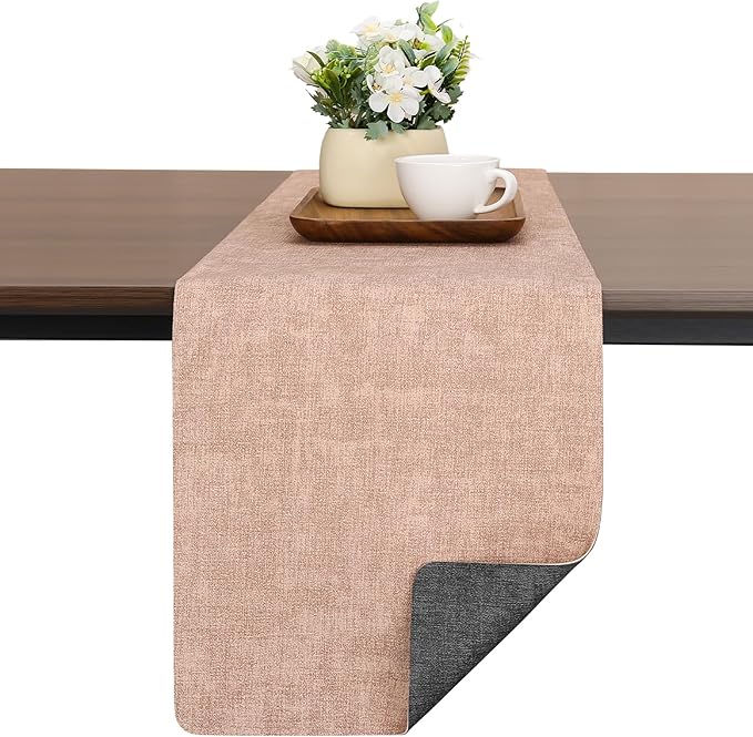 Table Runners 55 Inches Long, Dual-Sided Faux Leather Farmhouse Table Runner by Chitomars