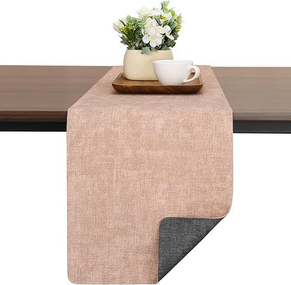 Table Runners 55 Inches Long, Dual-Sided Faux Leather Farmhouse Table Runner by Chitomars