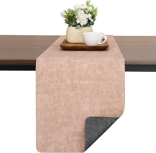 Table Runners 94 Inches Long, Dual-Sided Faux Leather Farmhouse Table Runner by Chitomars