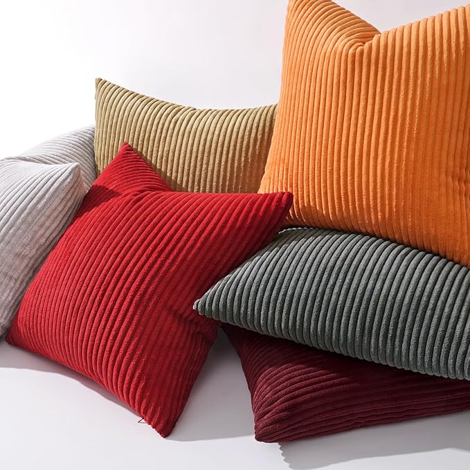 MIULEE Winter Decorative Throw Pillow Covers 26x26 Inch Set of 2 Soft Striped - Image 6