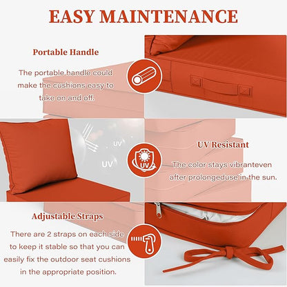Outdoor Seat Cushion Set 19 L × 19 W × 4 H Inch Waterproof & Fade Resistant - Image 4