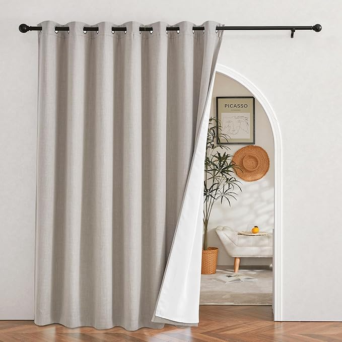 NICETOWN Dust Isolate Sound Barrier 100% Blackoutl Angora Faux Linen Curtains - Image 2