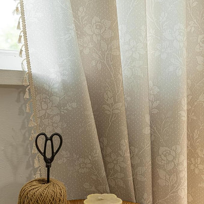 ENJOYBRIDAL Floral 63 Inch Curtains 2 Panel Set Light Camel Rustic Drapes Rod - Image 7