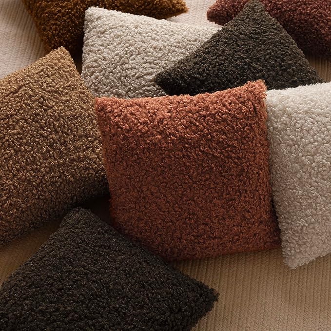 Foindtower 2 Pieces 18x18 Inch Dark Brown, Faux Fur Throw Pillow Cover Accent - Image 7