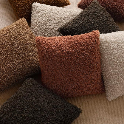 Foindtower Set of 2 Curly Teddy Wool Pillow Covers Decorative Boucle Textured - Image 7