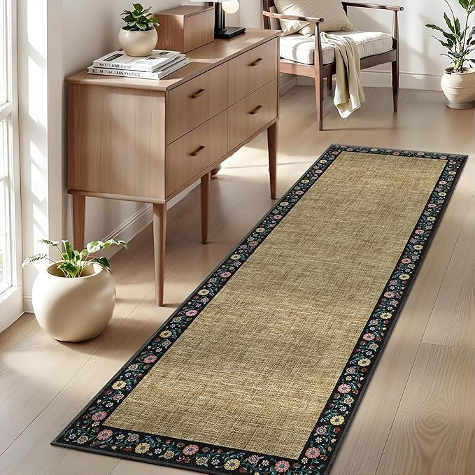 GarveeHome Entryway Rug 2x6 Modern Bordered Runner Rug Washable Kitchen Runners - Image 2