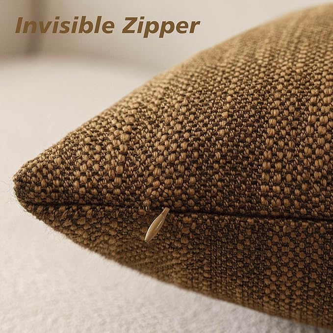 Foindtower Set of 2 Decorative Textured Burlap Linen Throw Pillow Covers - Image 2