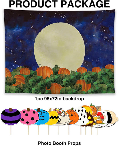 Allenjoy 96" x 72" Halloween Great Pumpkin Field Photography Backdrop with Photo Booth Props, Party Decorations, Supplies and Favors