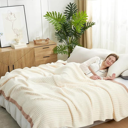 Snuggle Sac Soft King Size Blanket, Cozy Soft Fuzzy Microfiber Knit Stripe by SnuggleSac