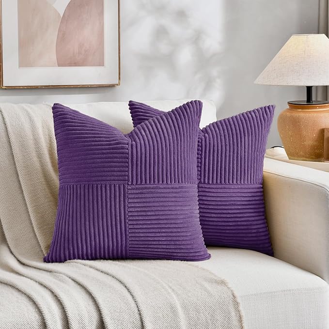 Fancy Homi 2 Packs Purple Decorative Throw Pillow Covers 22x22 Inch - Image 5